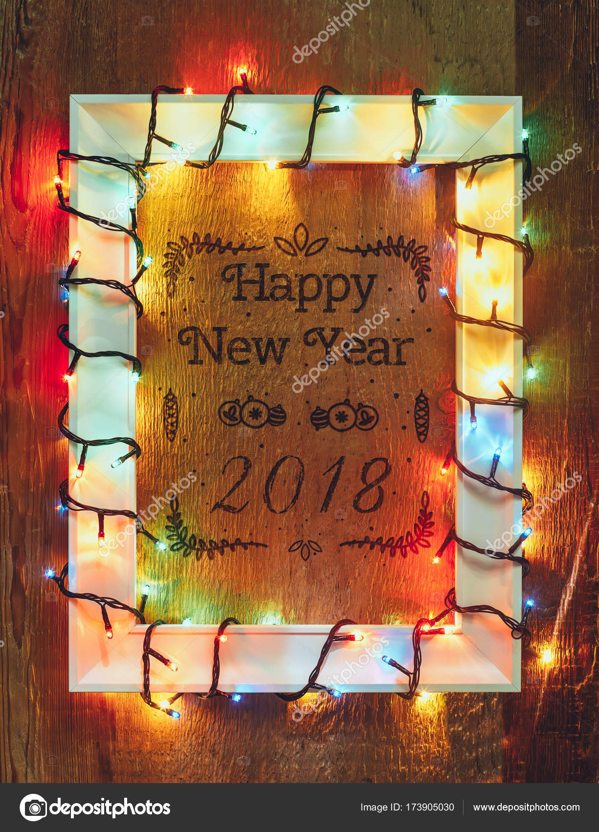 Lights Around Board With Inscription Stock Photo