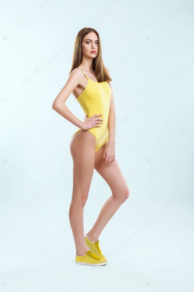 girl in yellow swimsuit 