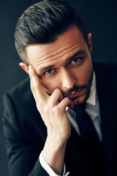 Thoughtful Handsome Man Portrait Male Beauty Concept — Stock Photo, Image