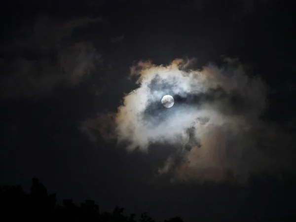 Nuages autour d'une pleine lune — Photo