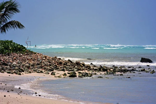 Порід Мікро Пляж Білим Піском Garapan Saipan Додає Тяжіння Прибуття — стокове фото