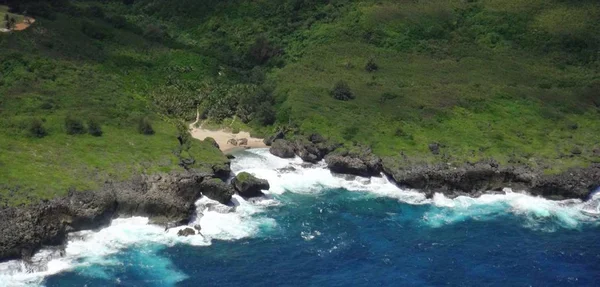 Luftaufnahme Des Versteckten Strandes Saipan Nördliche Marianen Inseln Mit Schroffen — Stockfoto