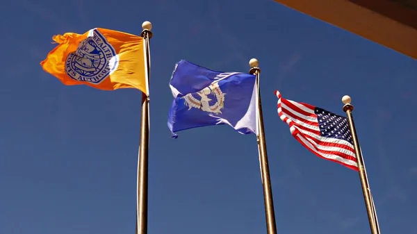 Three flags in line — Stock Photo, Image