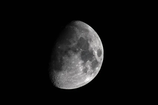 Right Side View Quarter Moon Black Background — Stock Photo, Image