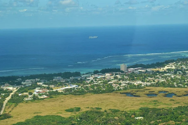 Una Vista Aérea Lejana Los Pueblos Susupe Chalan Kanoa Las —  Fotos de Stock