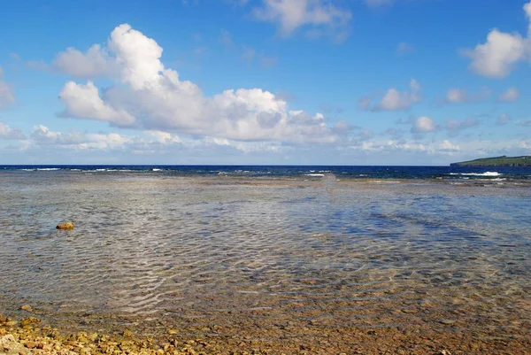 Kristalhelder Water Van Lau Lau Beach Saipan Tonen Koraal Formaties — Stockfoto