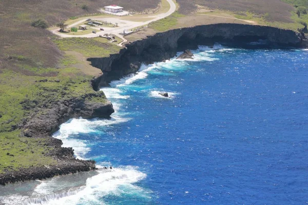 Eine Luftaufnahme Der Historischen Banzai Klippen Marpi Saipan Tausende Japanische — Stockfoto