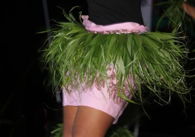 Hindistan cevizi yapraklarından yapılmış etek genellikle tropikal adalarda kültürel dans için kullanılan