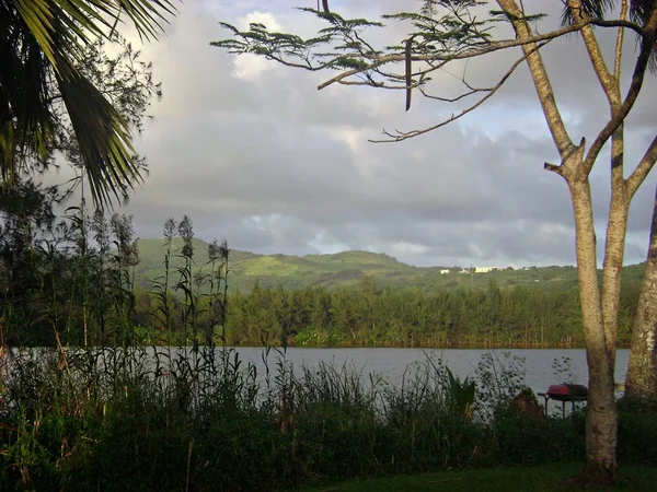 Uma Vista Lago Susupe Saipan Ilhas Marianas Norte Dia Nublado — Fotografia de Stock