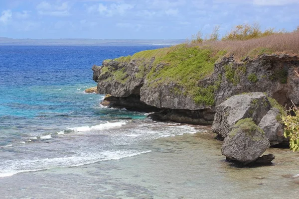 Mooie Schilderachtige Klif Lijnen Bij Ladder Strand Saipan — Stockfoto