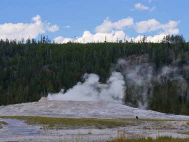 Yukarı Gayzer Havzası 'ndaki eski sadık gayzer 1870 yılında Yellowstone Ulusal Parkı, Wyoming' de Washburn Seferi tarafından keşfedildi..