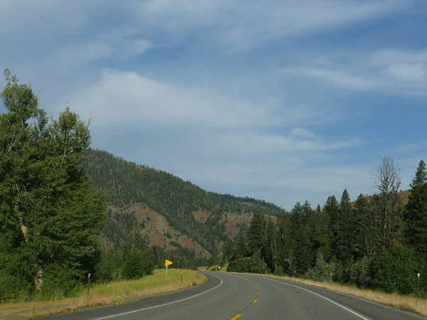 Carretera Sinuosa Largo North Fork Highway Dirección Entrada Este Del — Foto de Stock