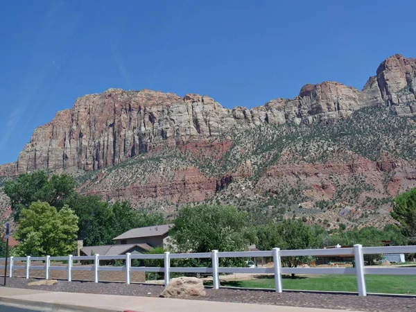 Medium Närbild Klippformationer Vid Zion National Park Utah Usa — Stockfoto