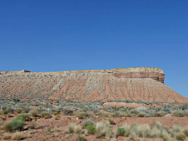 Gros Plan Une Montagne Table Plate Parc National Zion Utah — Photo