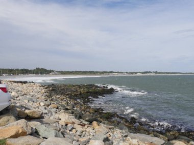 Narragansett 'in kıyı manzarası, Rhode Island.