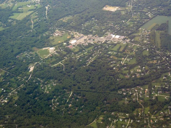 Maryland Kenar Mahallelerinin Hava Manzarası Bir Uçak Penceresinden Görüldü — Stok fotoğraf