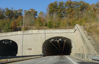 Close up of the entrance to Bobby Hopper tunnel at Interstate 49, Winslow, Arkansas. clipart