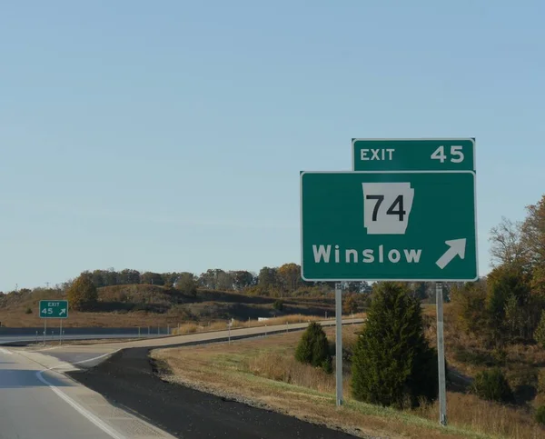 Carreteras Indicaciones Para Salir Winslow Interestatal Arkansas — Foto de Stock