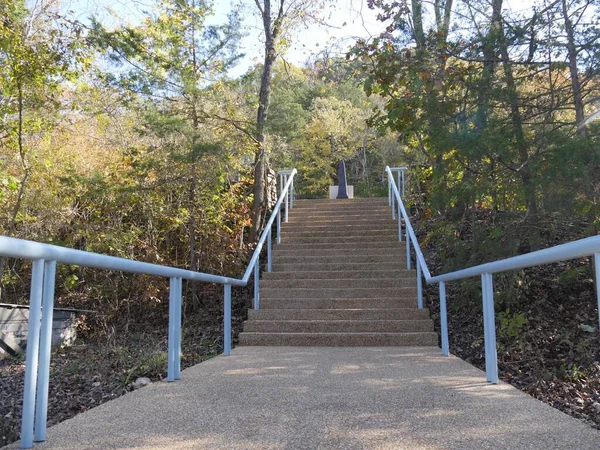 Concrete stairs to the Worship center at the Thorncrown Chapel, Eureka Springs, Arkansas.
