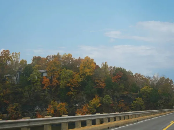 Scenic Roadside View Vibrant Colors Trees Autumn Arkansas Usa — Stock Photo, Image