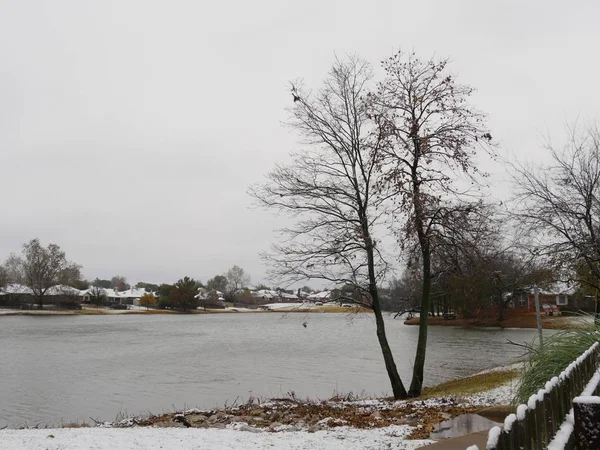 Bleak Lakeside View Winter Morning — 스톡 사진