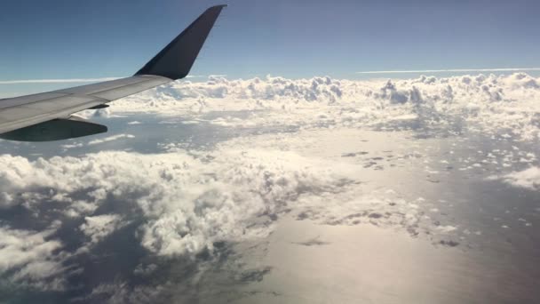 Bir Uçak Kanadının Ucuyla Gökyüzünde Bulut Oluşumları — Stok video