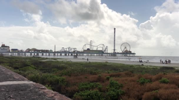 Galveston Texas Červen 2018 Široký Záběr Historické Molo Potěšení Pobřežní — Stock video