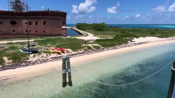 Florida Keys Usa August 2019 Fort Jefferson Pretty Beach Clean — стокове відео