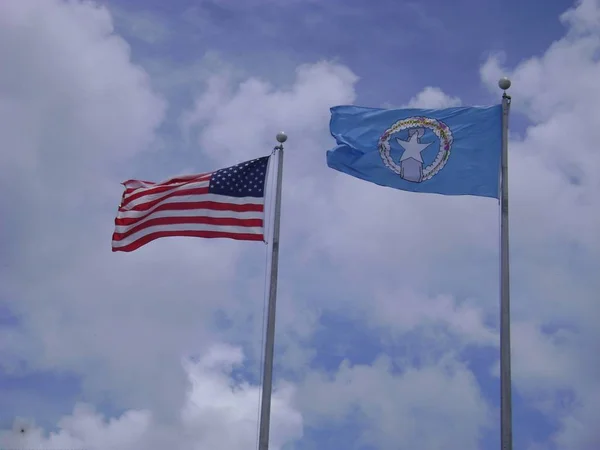 Flags United States America Flag Oklahoma State Poles — Stock Photo, Image
