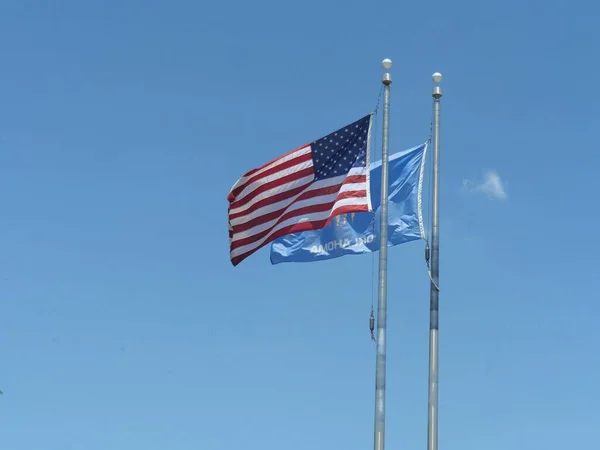 Vlajky Spojených Států Amerických Státu Oklahoma Vlajkových Stožárů — Stock fotografie