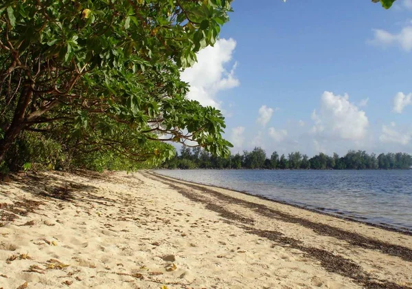 Sretch Fine Whtie Sand Historical Orange Beach Peleliu Palau — Stock Photo, Image