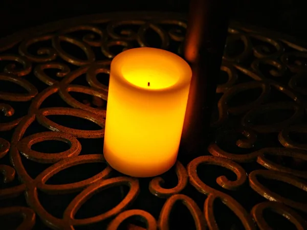 Candle Burning Top Decorative Table — 스톡 사진