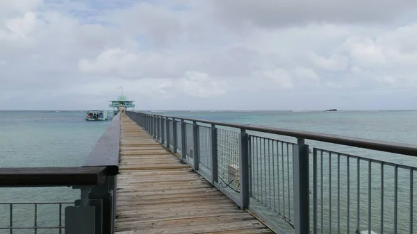 Długi Drewniany Chodnik Eye Marine Park Największa Atrakcja Guam — Zdjęcie stockowe