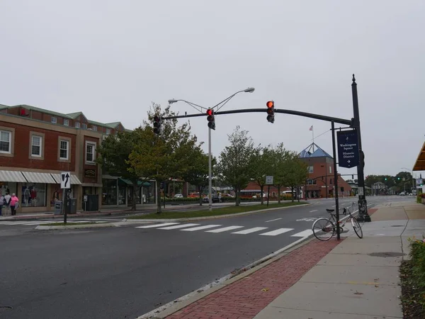 Newport Rhode Island September 2017 Street Shot Newport Crosswalk Bike — стокове фото