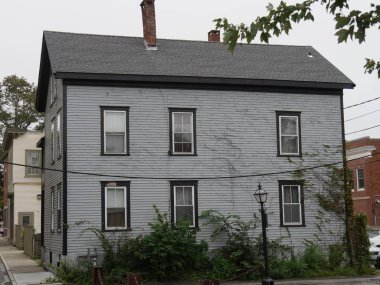 Newport, Rhode Island-September 2017: Quaint buildings and narrow streets around Newport. 