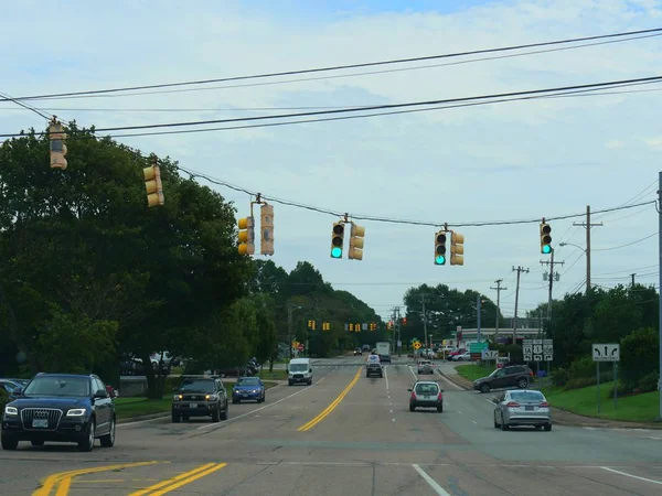 Narragansett Rhode Island Septiembre 2017 Escena Callejera Con Vehículos Carretera — Foto de Stock