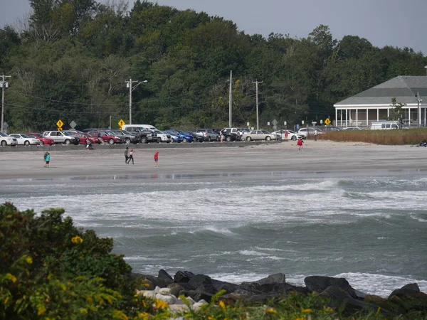 Narragansett Rhode Island 2017 Szeptember Szeles Nap Narragansett Strandon — Stock Fotó