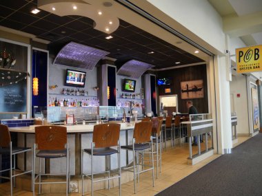 Warwick, Rhode Island-September 2017: Providence Oyster Bar inside the T.F. Green Airport in Warwick.