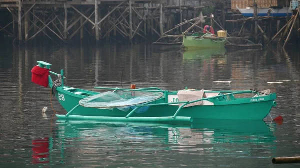 Banay Banay Davao Oriental Philippines March 2016 Small Green Boat — стокове фото