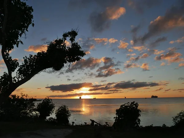 Tropical Sunset View Fishing Base Saipan Northern Mariana Islands — Stock Photo, Image