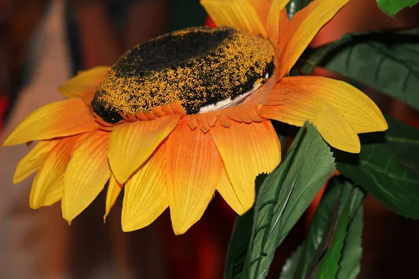Close Artificial Sunflower Side View — Stock Photo, Image