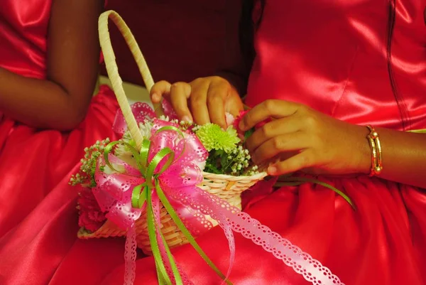 Închiderea Coșurilor Flori Pentru Fete Flori Nuntă — Fotografie, imagine de stoc