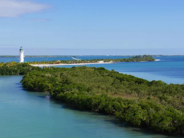 Vue Aérienne Île Pittoresque Harvest Caye Belize — Photo