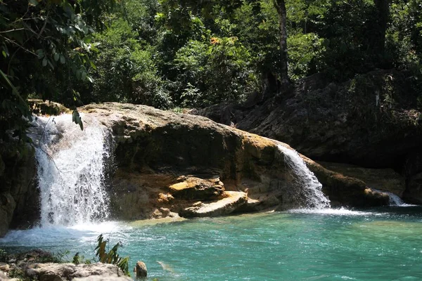 Närbild Baobao Falls Attraktionerna Liangga Surigao Del Sur Filippinerna — Stockfoto