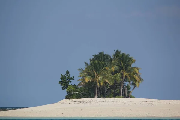 Прекрасный Белый Песок Кокосовыми Деревьями Песчаном Баре Британских Островах Суригао — стоковое фото