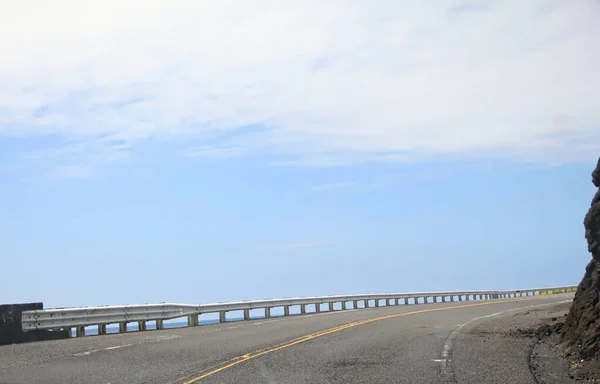 Sharp Curve Road Beach Road Railings Protection Oahu Hawaii — Stock Photo, Image