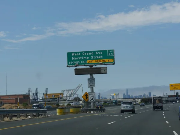 San Francisco California July 2018 Directional Signs Road Exits West — Stock Photo, Image