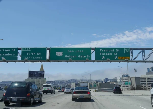 San Francisco California July 2018 Directional Signs Road Different Exits — Stock Photo, Image