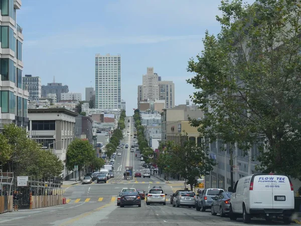 São Francisco Califórnia Julho 2018 Ampla Foto Rua Com Arranha — Fotografia de Stock