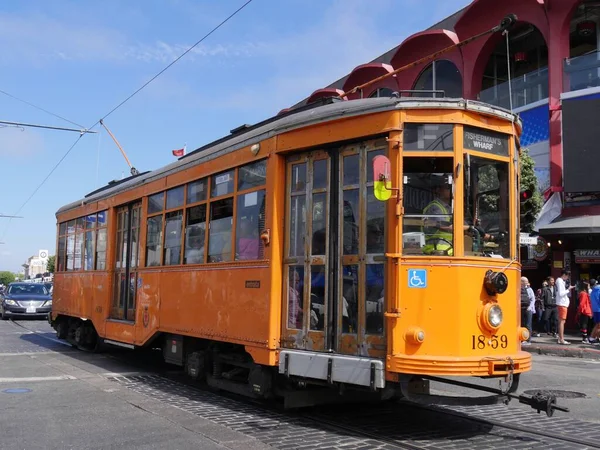 San Francisco California Luglio 2018 Primo Piano Tram Giallo San — Foto Stock